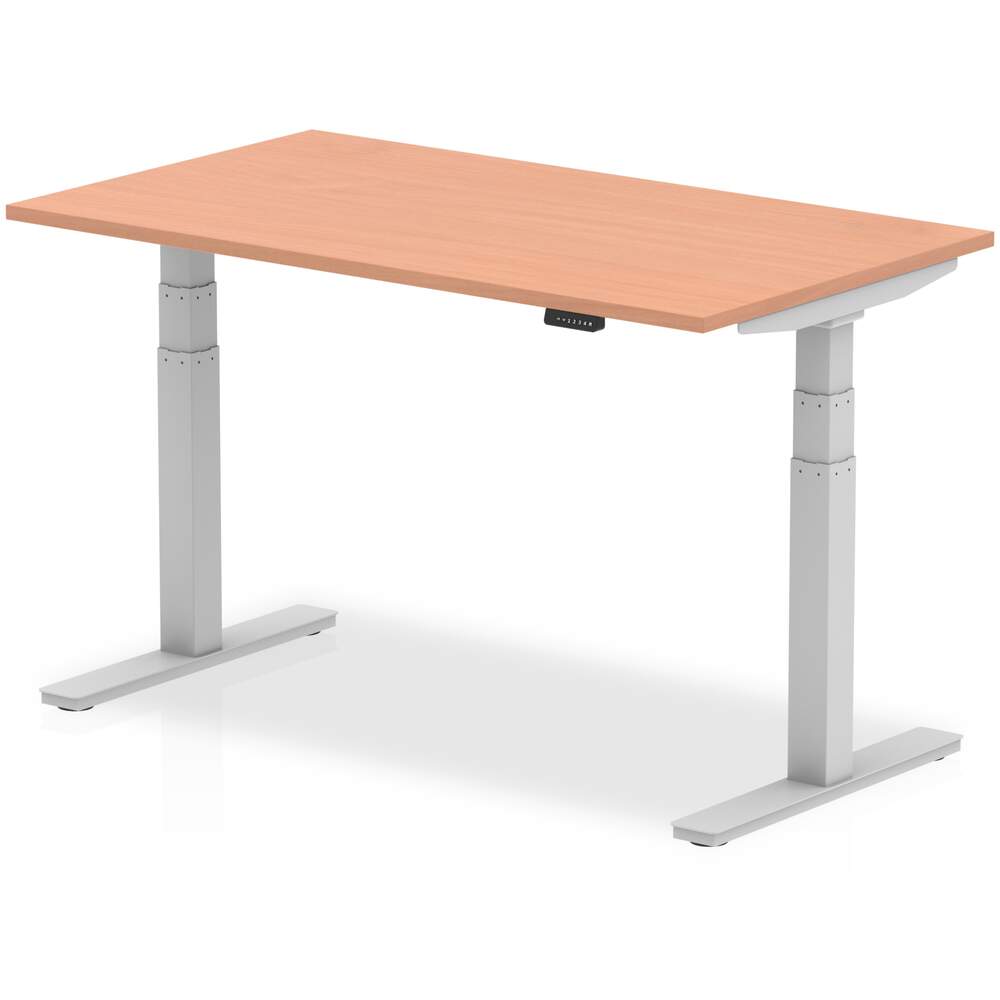 Air 1400 x 800mm Height Adjustable Desk Beech Top Silver Leg