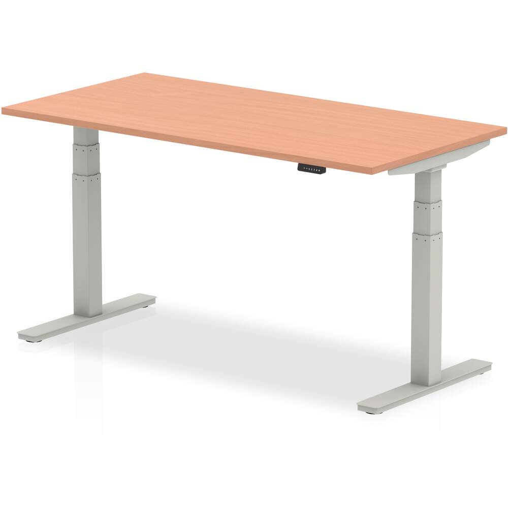 Air 1600 x 800mm Height Adjustable Desk Beech Top Silver Leg