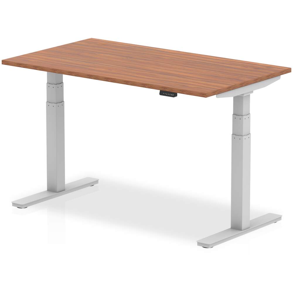 Air 1400 x 800mm Height Adjustable Desk Walnut Top Silver Leg