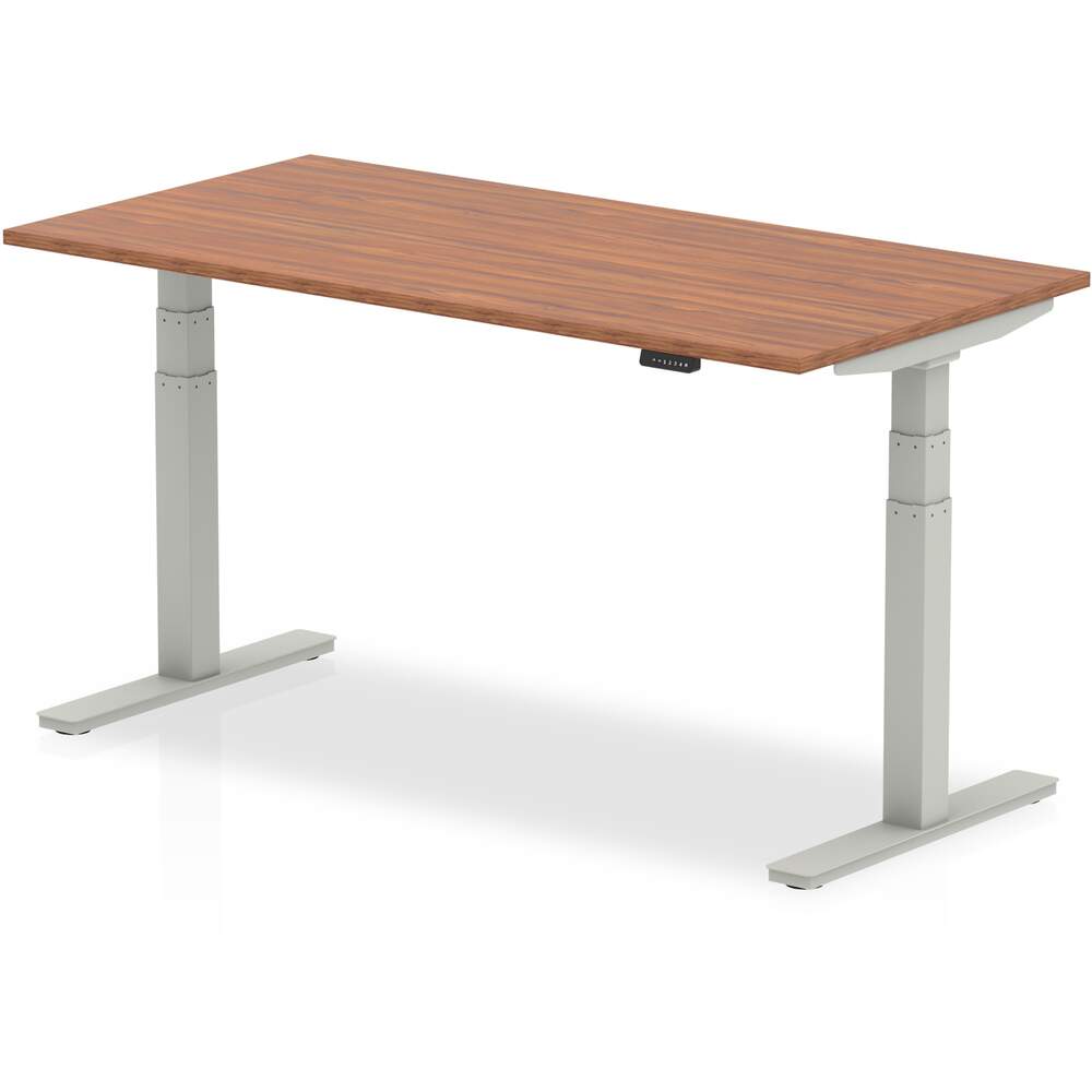 Air 1600 x 800mm Height Adjustable Desk Walnut Top Silver Leg