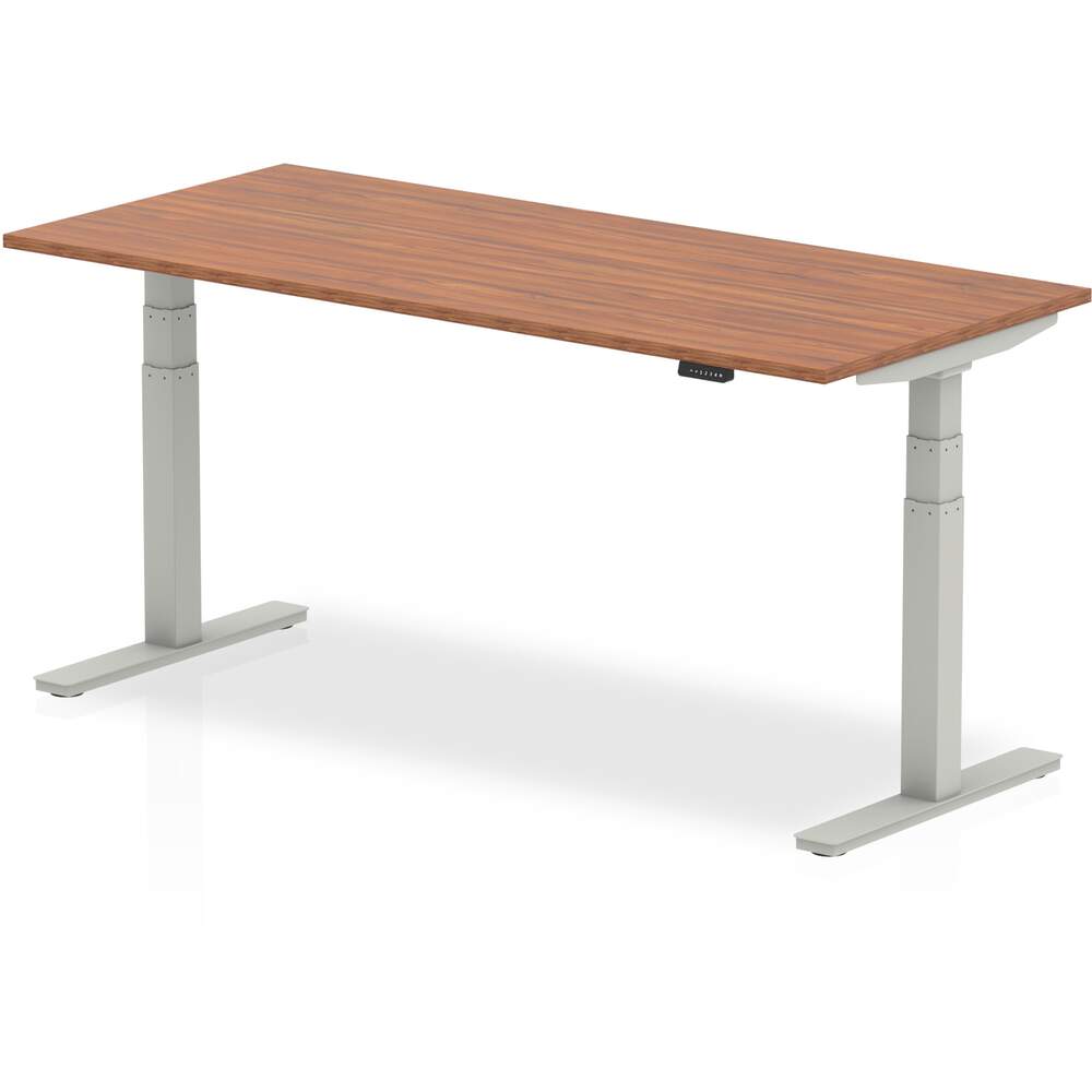 Air 1800 x 800mm Height Adjustable Desk Walnut Top Silver Leg