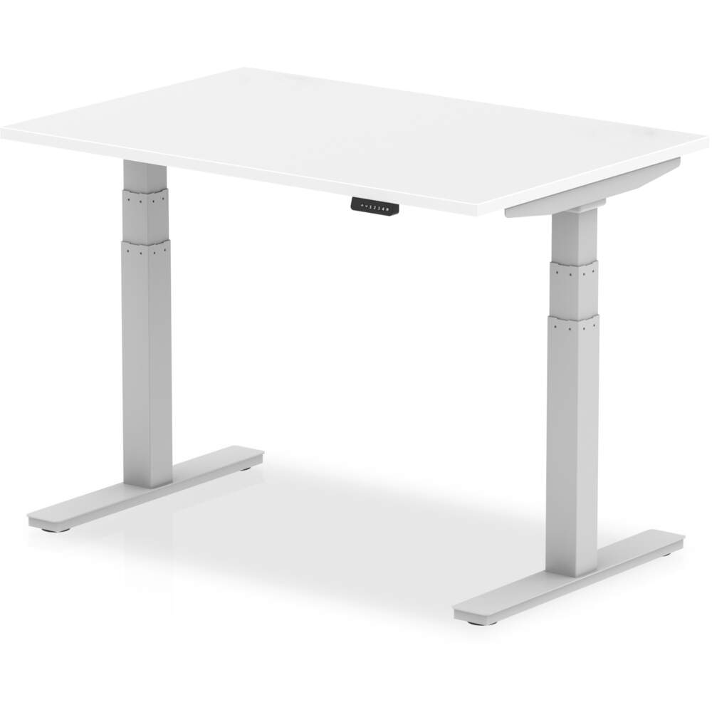 Air 1200 x 800mm Height Adjustable Desk White Top Silver Leg