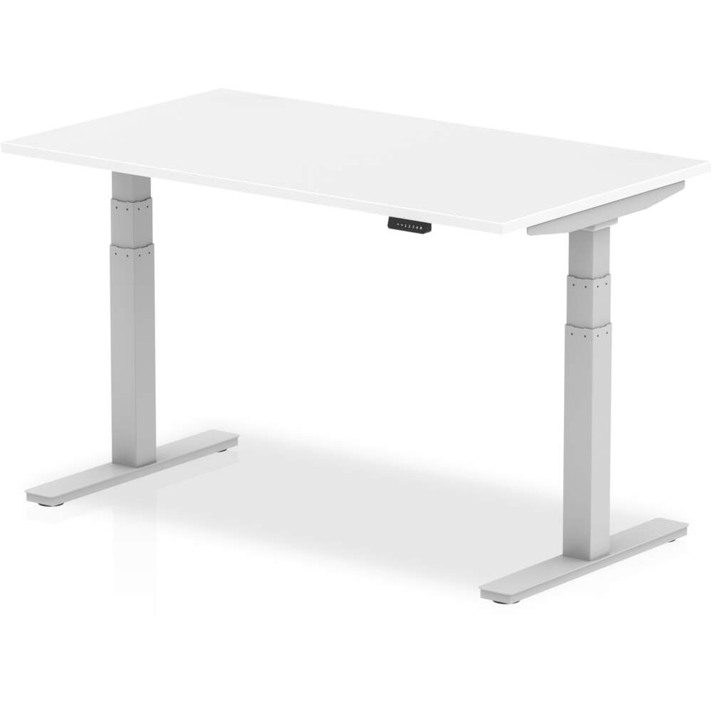 Air 1400 x 800mm Height Adjustable Desk White Top Silver Leg