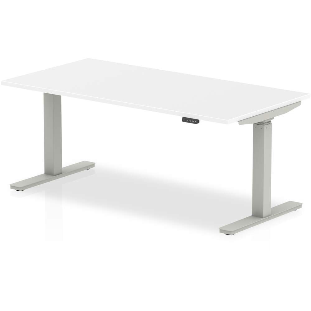 Air 1600 x 800mm Height Adjustable Desk White Top Silver Leg