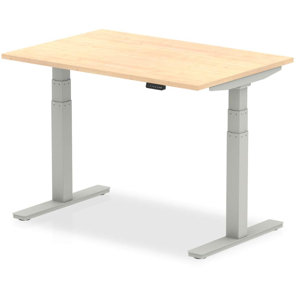 Air 1200 x 800mm Height Adjustable Desk Maple Top Silver Leg