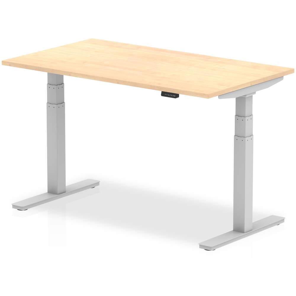 Air 1400 x 800mm Height Adjustable Desk Maple Top Silver Leg