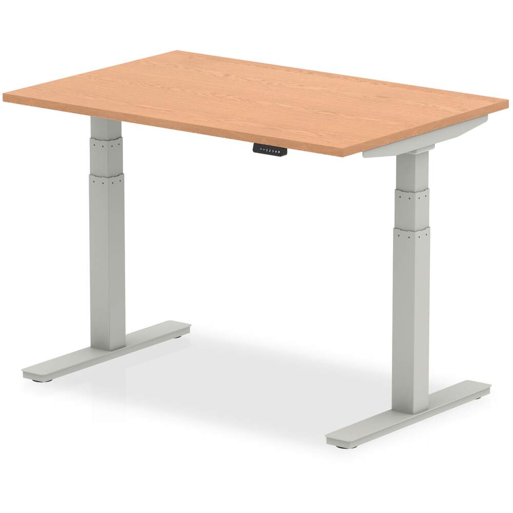 Air 1200 x 800mm Height Adjustable Desk Oak Top Silver Leg