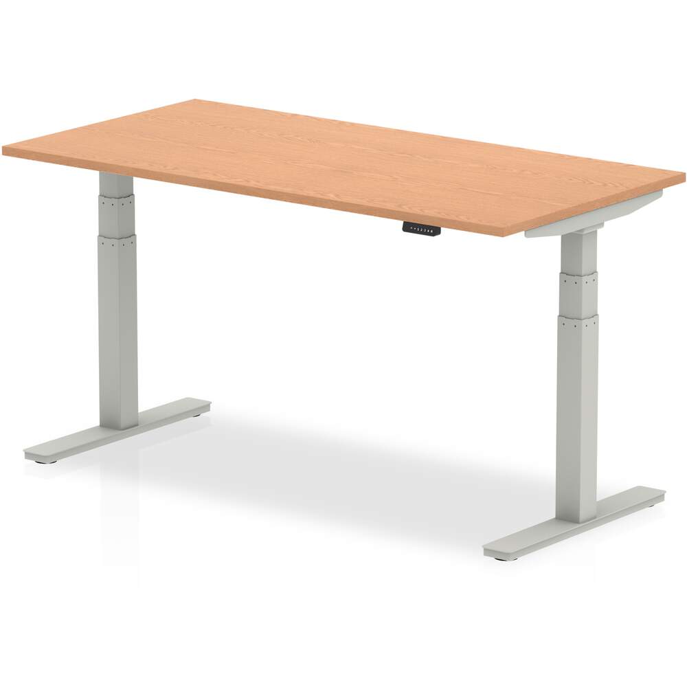 Air 1600 x 800mm Height Adjustable Desk Oak Top Silver Leg