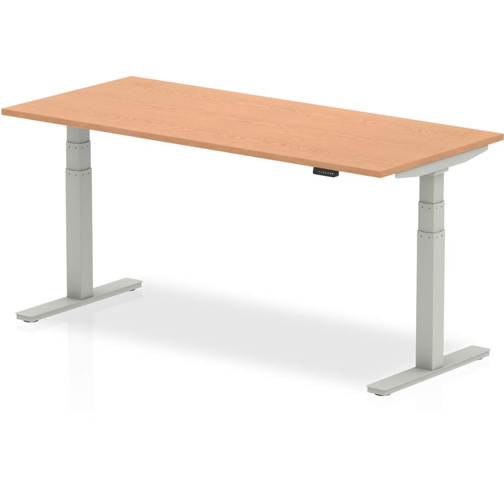 Air 1800 x 800mm Height Adjustable Desk Oak Top Silver Leg