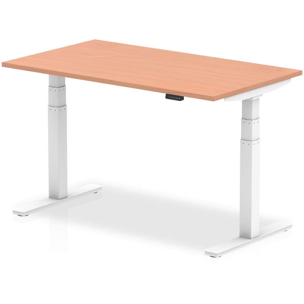 Air 1400 x 800mm Height Adjustable Desk Beech Top White Leg