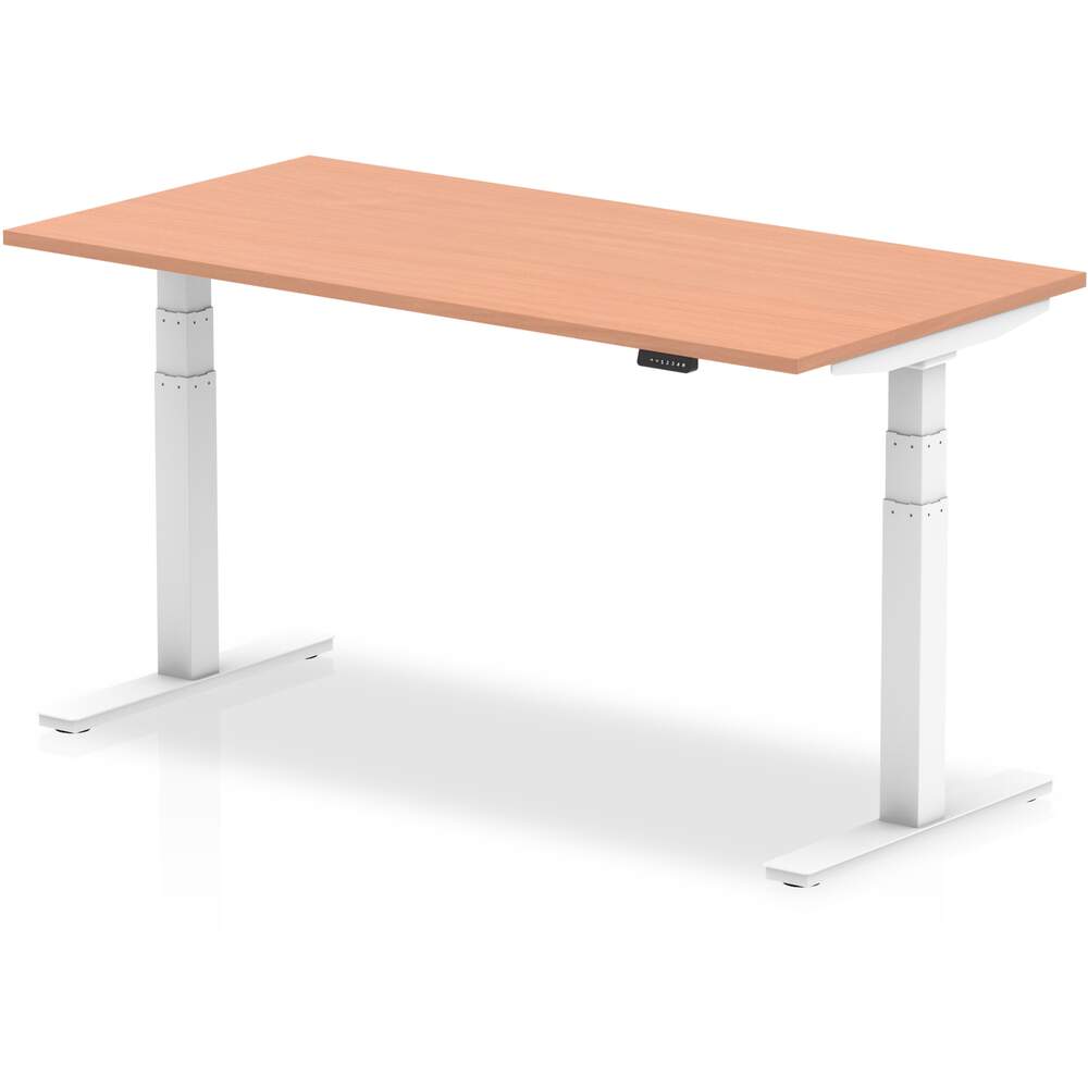 Air 1600 x 800mm Height Adjustable Desk Beech Top White Leg