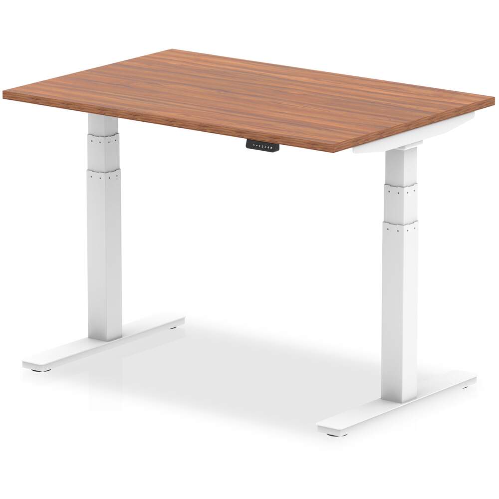 Air 1200 x 800mm Height Adjustable Desk Walnut Top White Leg