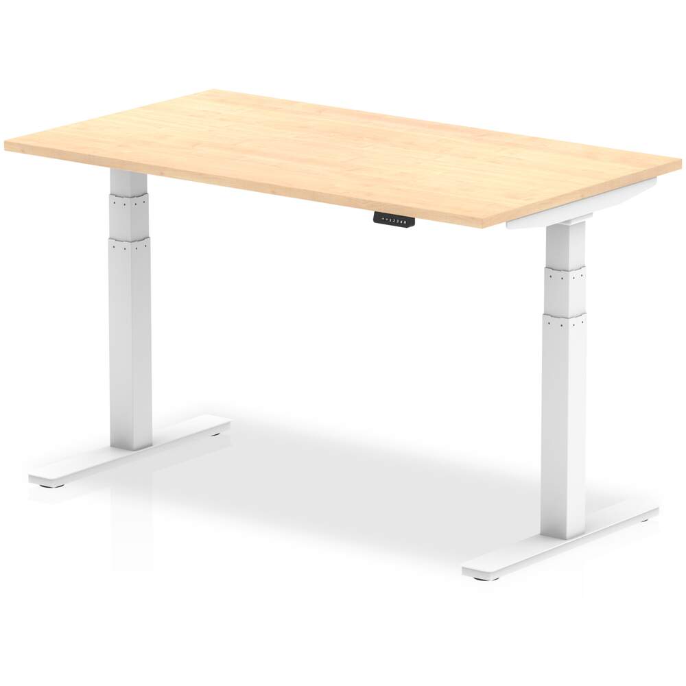 Air 1400 x 800mm Height Adjustable Desk Maple Top White Leg