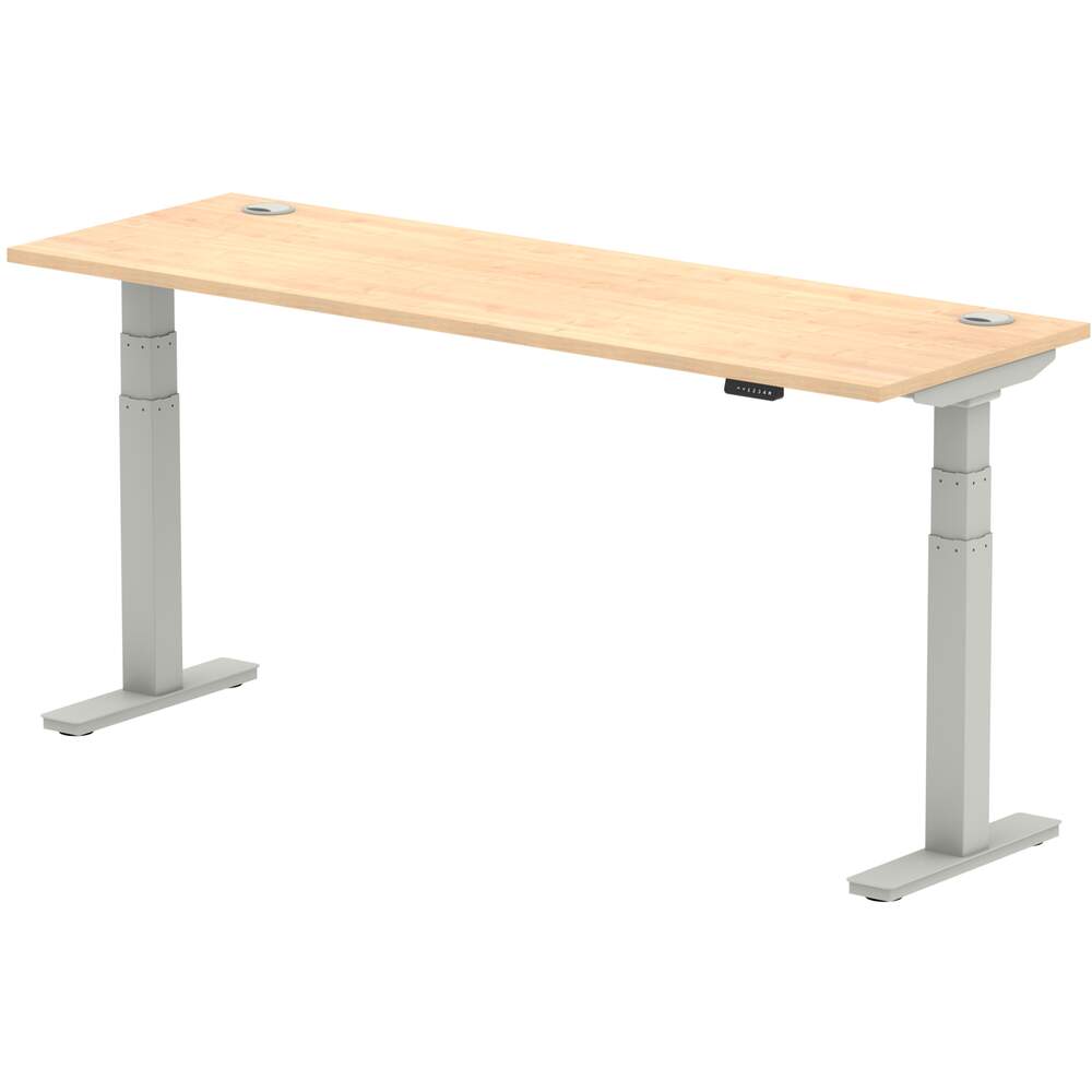 Air 1800 x 600mm Height Adjustable Desk Maple Top Cable Ports Silver Leg