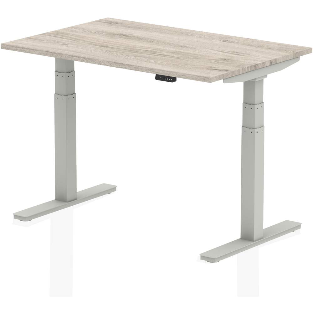 Air 1200 x 800mm Height Adjustable Desk Grey Oak Top Silver Leg