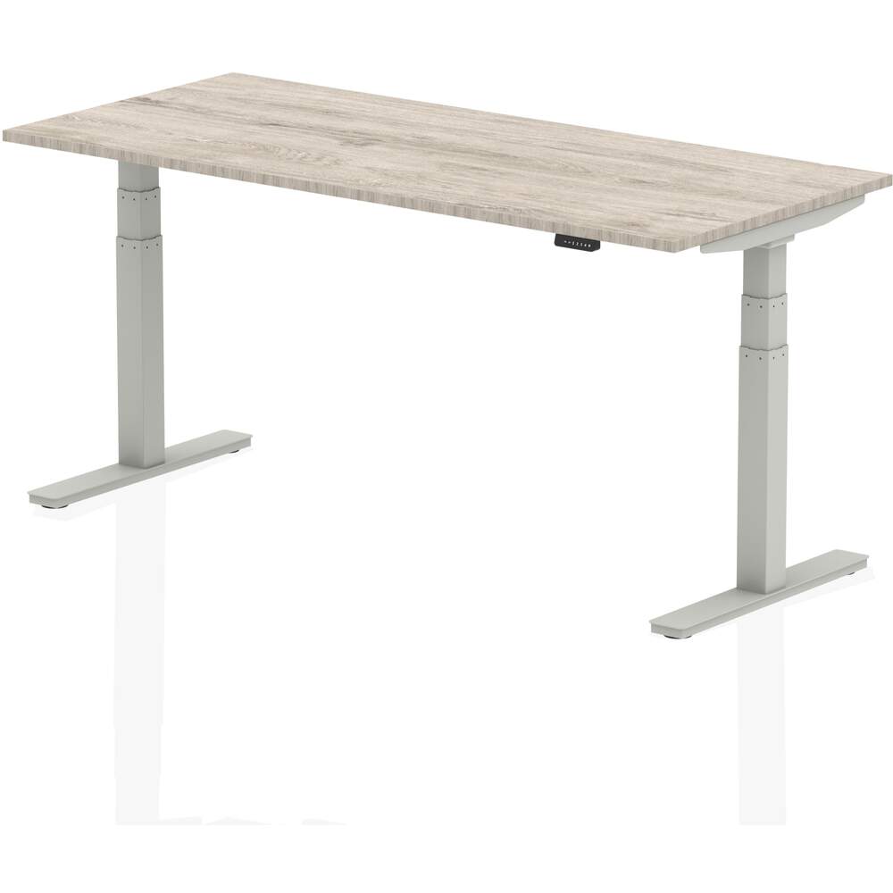 Air 1800 x 800mm Height Adjustable Desk Grey Oak Top Silver Leg