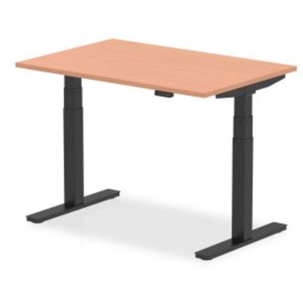 Air 1200 x 800mm Height Adjustable Desk Beech Top Black Leg