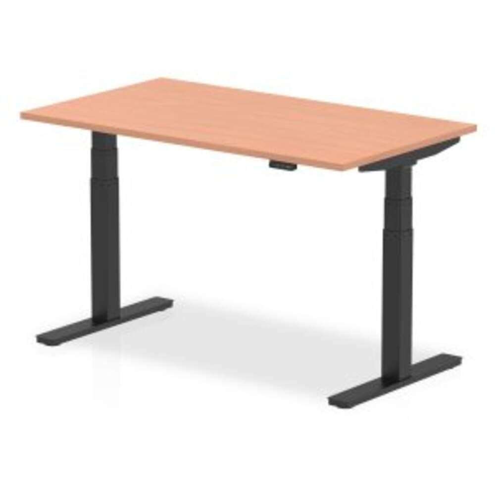 Air 1400 x 800mm Height Adjustable Desk Beech Top Black Leg