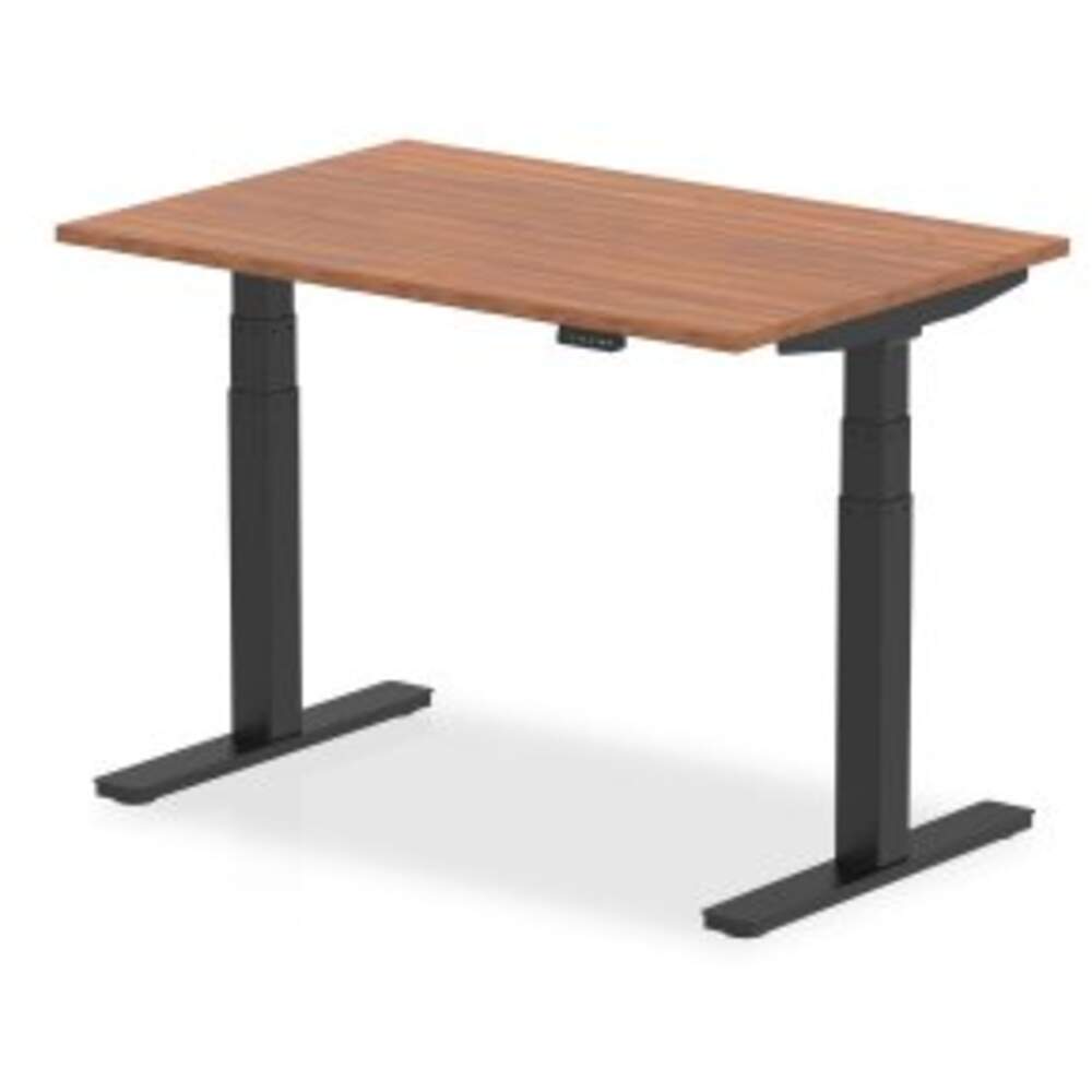 Air 1200 x 800mm Height Adjustable Desk Walnut Top Black Leg