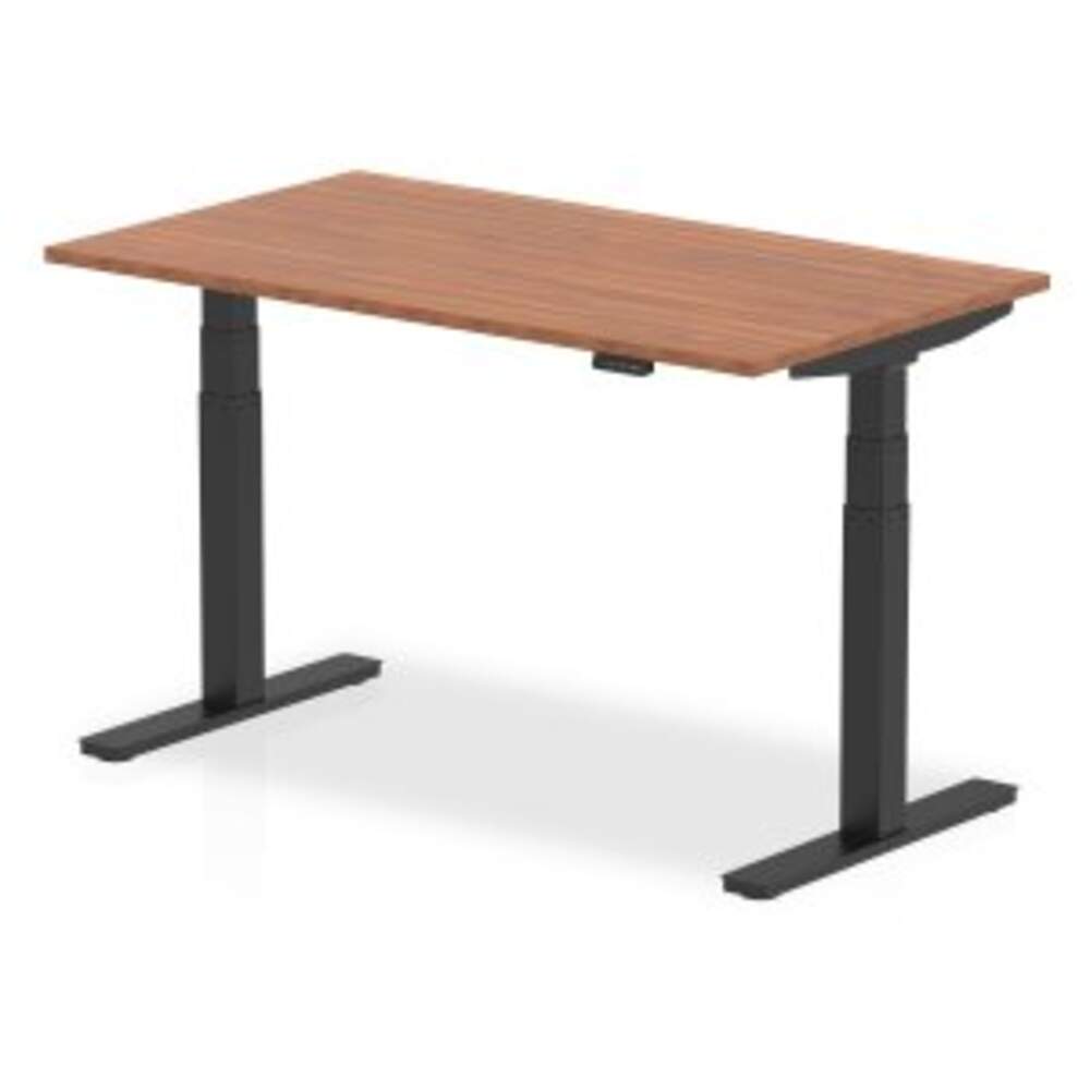 Air 1400 x 800mm Height Adjustable Desk Walnut Top Black Leg