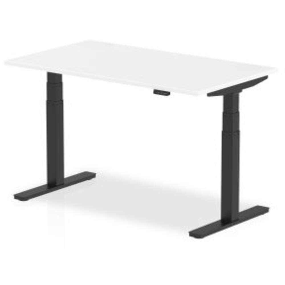 Air 1400 x 800mm Height Adjustable Desk White Top Black Leg