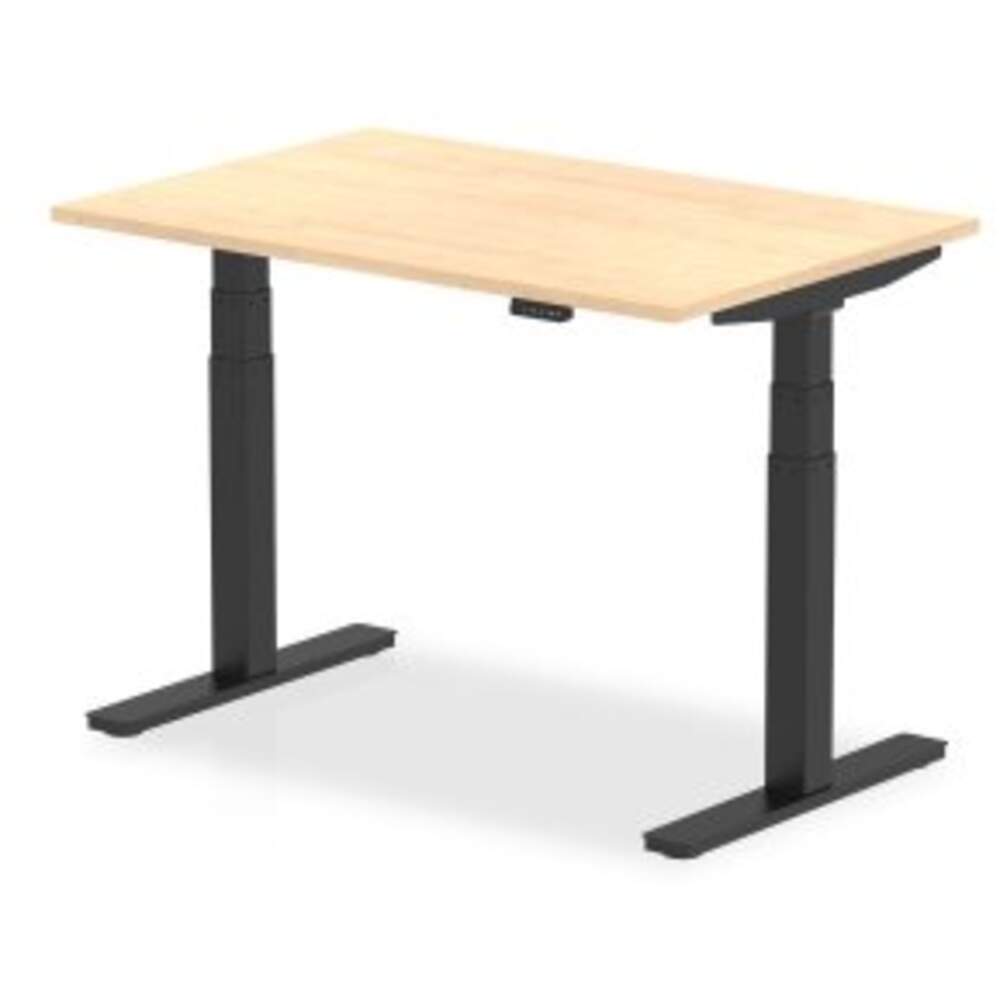 Air 1200 x 800mm Height Adjustable Desk Maple Top Black Leg