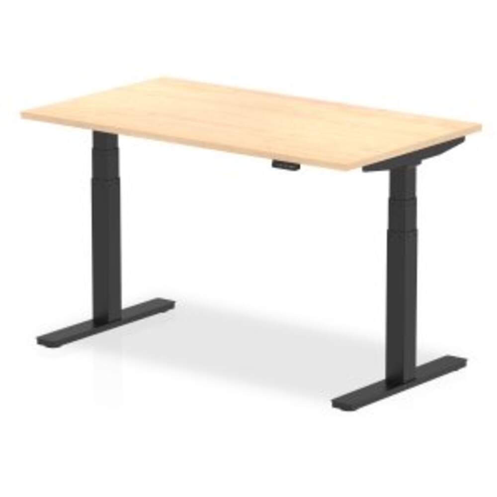 Air 1400 x 800mm Height Adjustable Desk Maple Top Black Leg