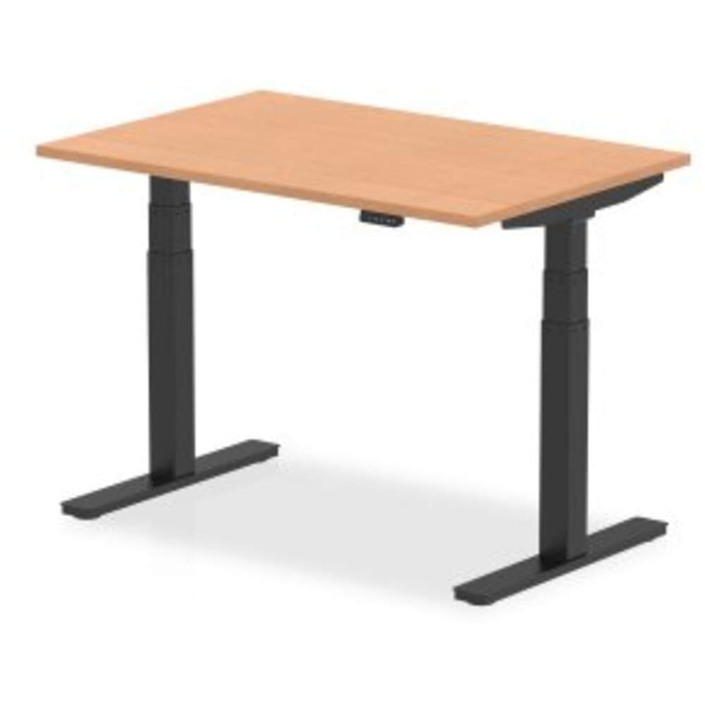 Air 1200 x 800mm Height Adjustable Desk Oak Top Black Leg