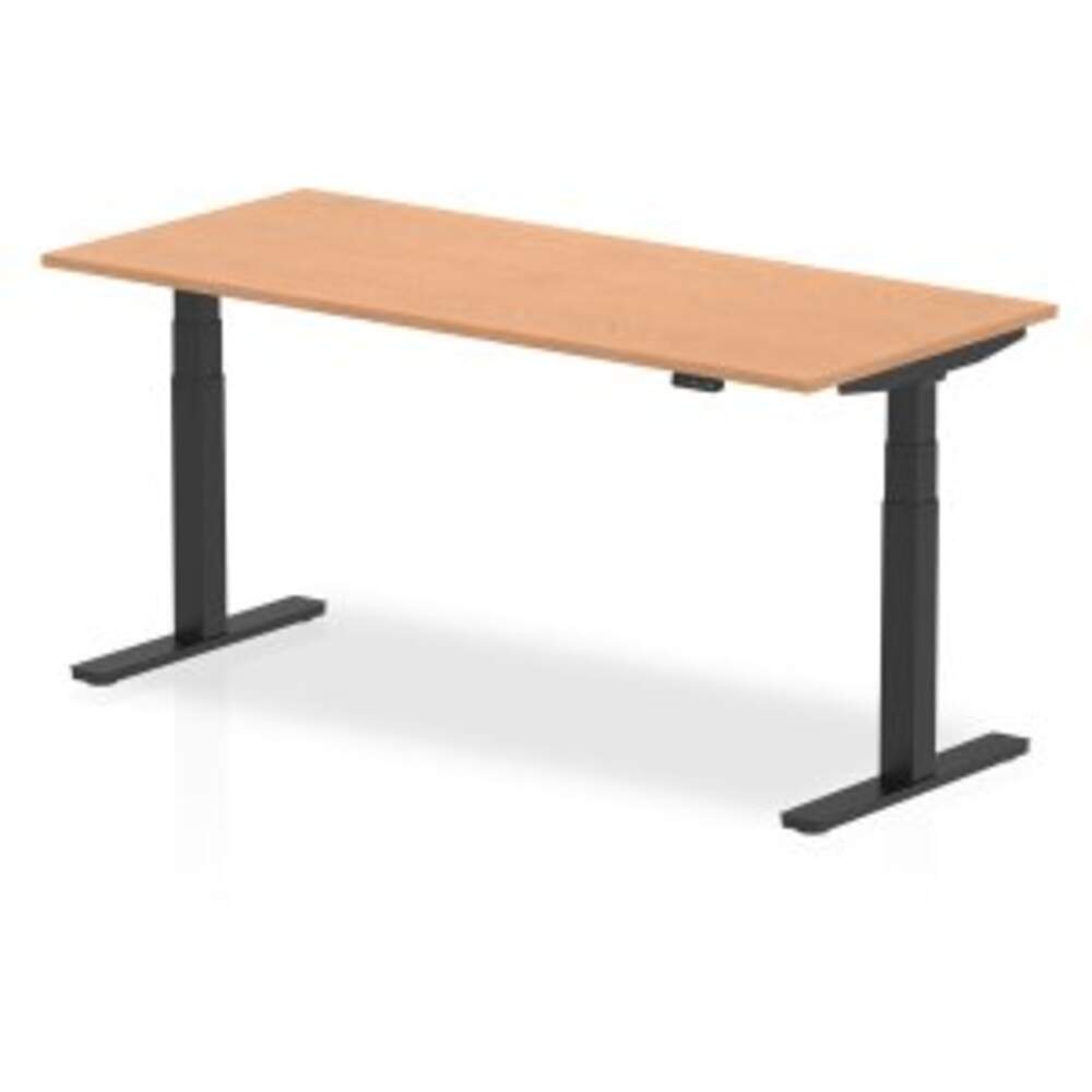 Air 1800 x 800mm Height Adjustable Desk Oak Top Black Leg