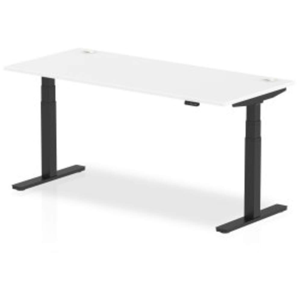 Air 1800 x 800mm Height Adjustable Desk White Top Cable Ports Black Leg