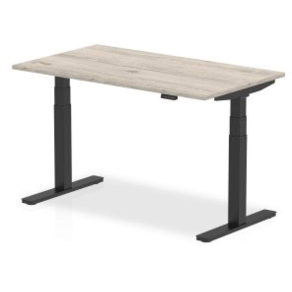 Air 1400 x 800mm Height Adjustable Desk Grey Oak Top Black Leg