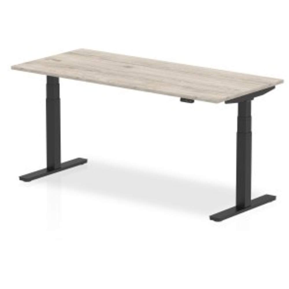 Air 1800 x 800mm Height Adjustable Desk Grey Oak Top Black Leg