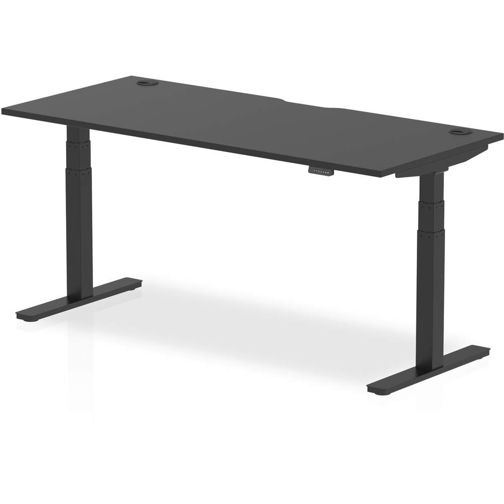 Air Black Series 1800 x 800mm Height Adjustable Desk Black Top with Cable Ports Black Leg