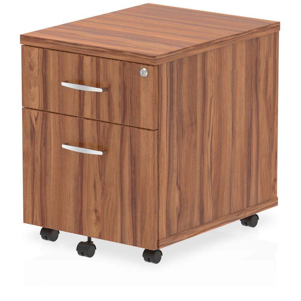 Impulse 2 Drawer Mobile Pedestal Walnut