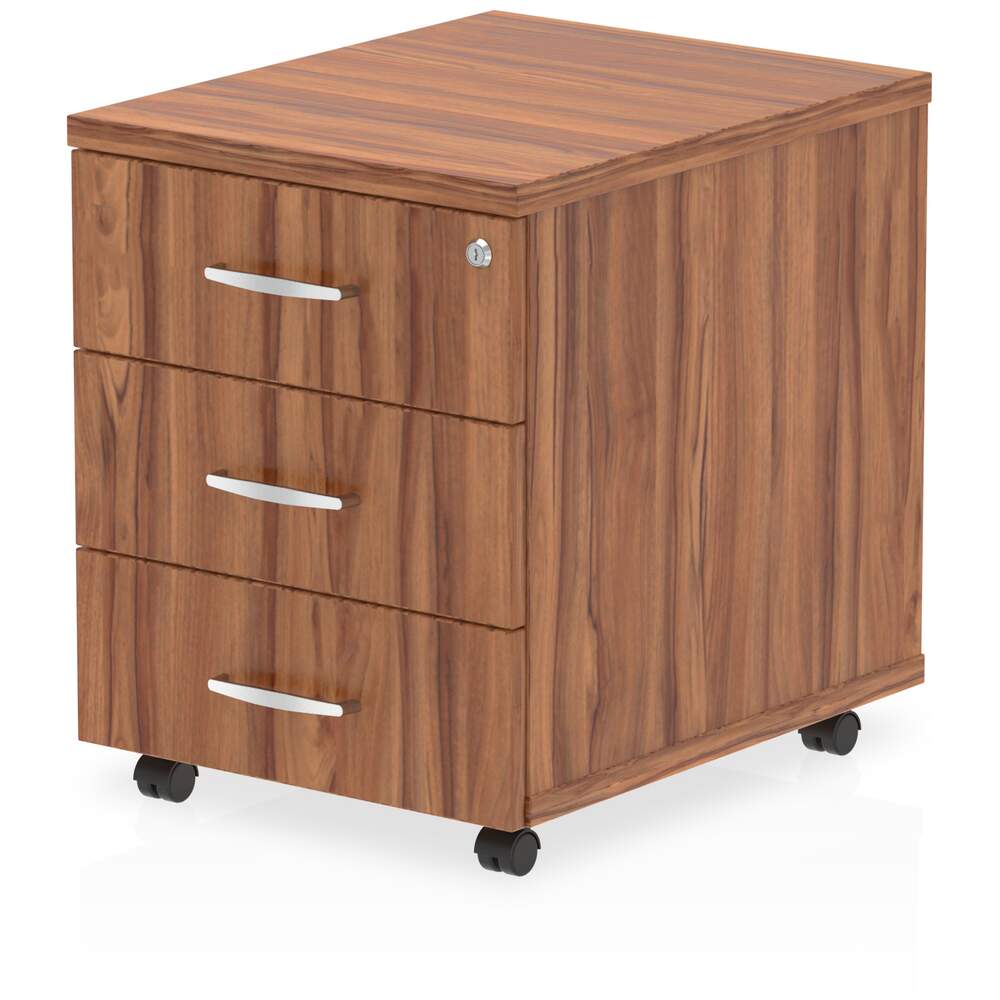 Impulse 3 Drawer Mobile Pedestal Walnut