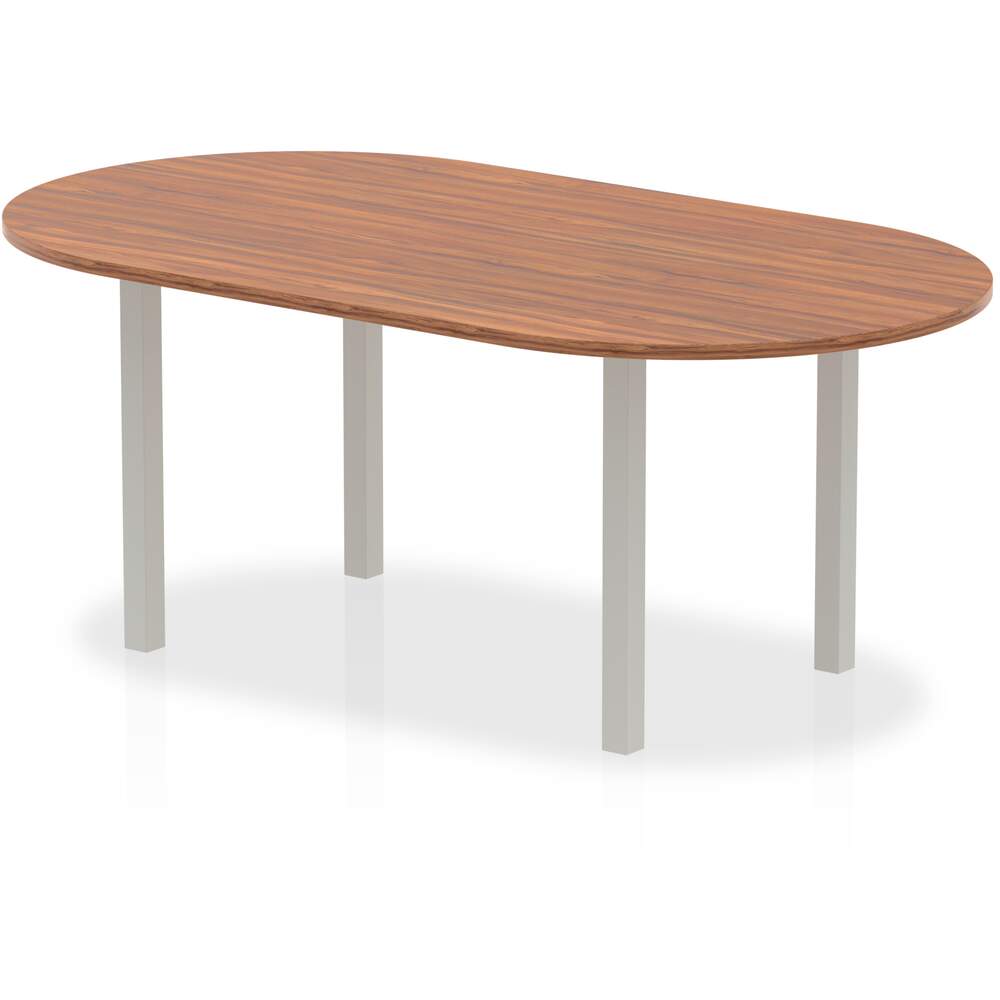 Impulse 1800mm Boardroom Table Walnut Top Silver Post Leg