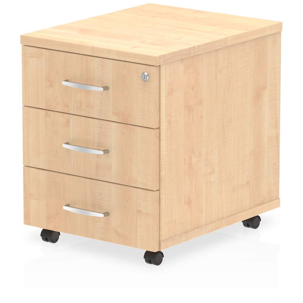 Impulse 3 Drawer Mobile Pedestal Maple