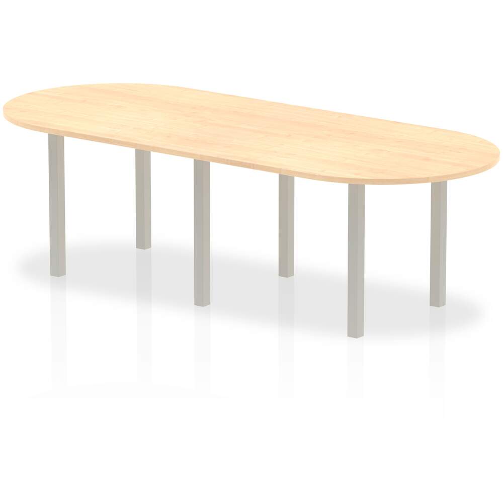Impulse 2400mm Boardroom Table Maple Top Silver Post Leg