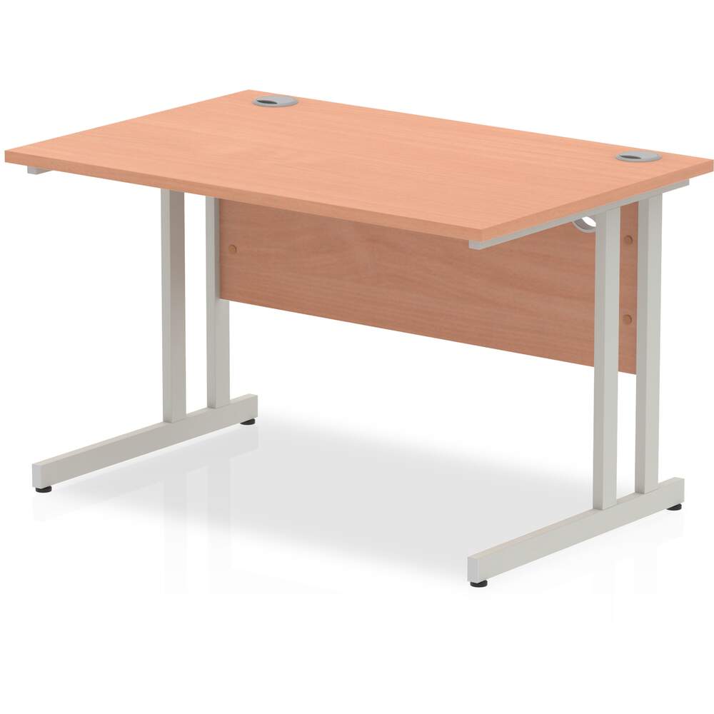 Impulse 1200 x 800mm Straight Desk Beech Top Silver Cantilever Leg