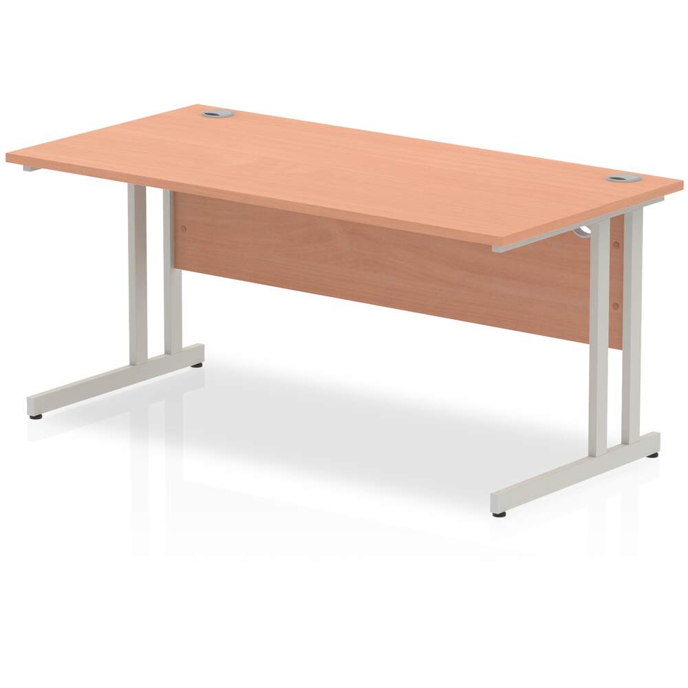 Impulse 1600 x 800mm Straight Desk Beech Top Silver Cantilever Leg