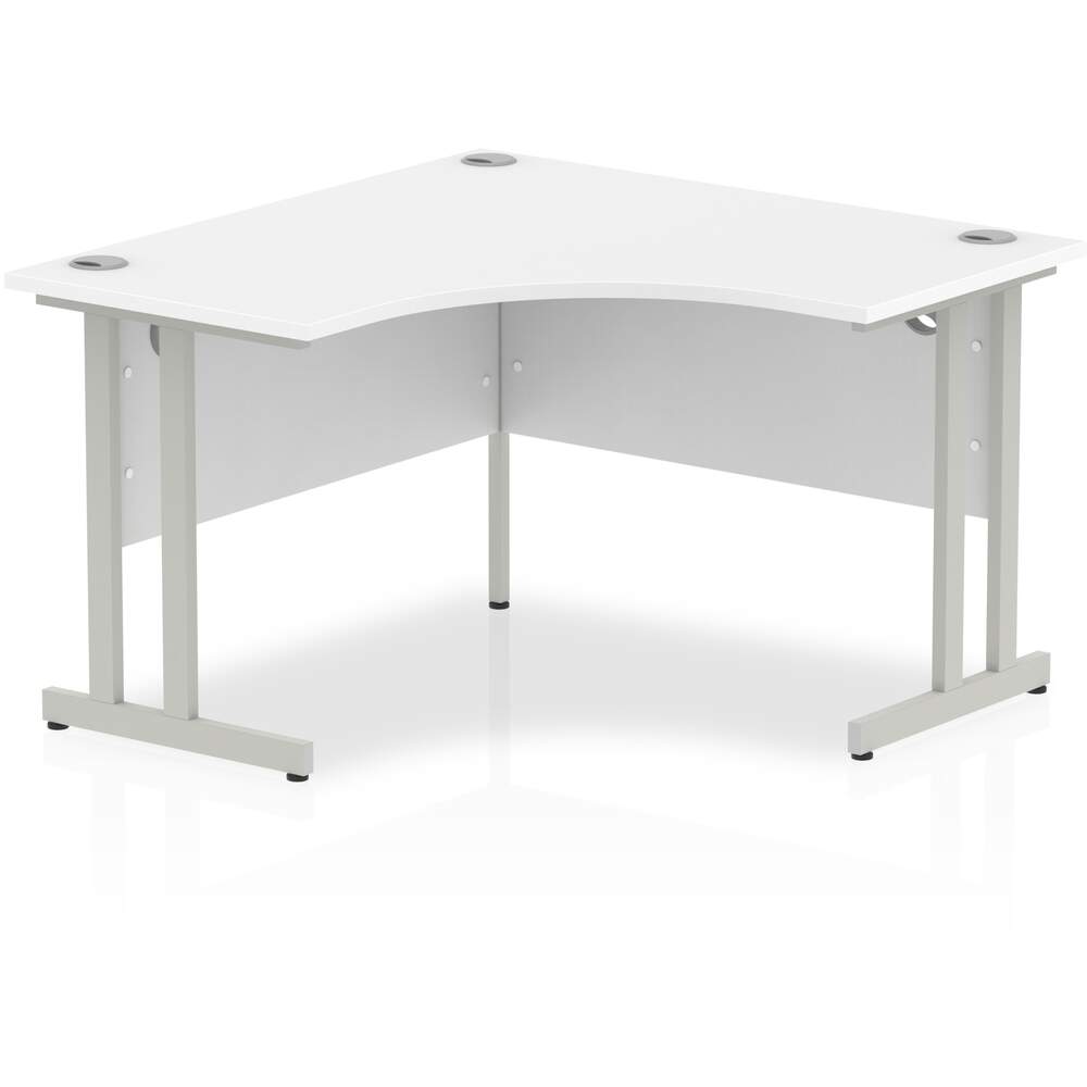 Impulse 1200mm Corner Desk White Top Silver Cantilever Leg