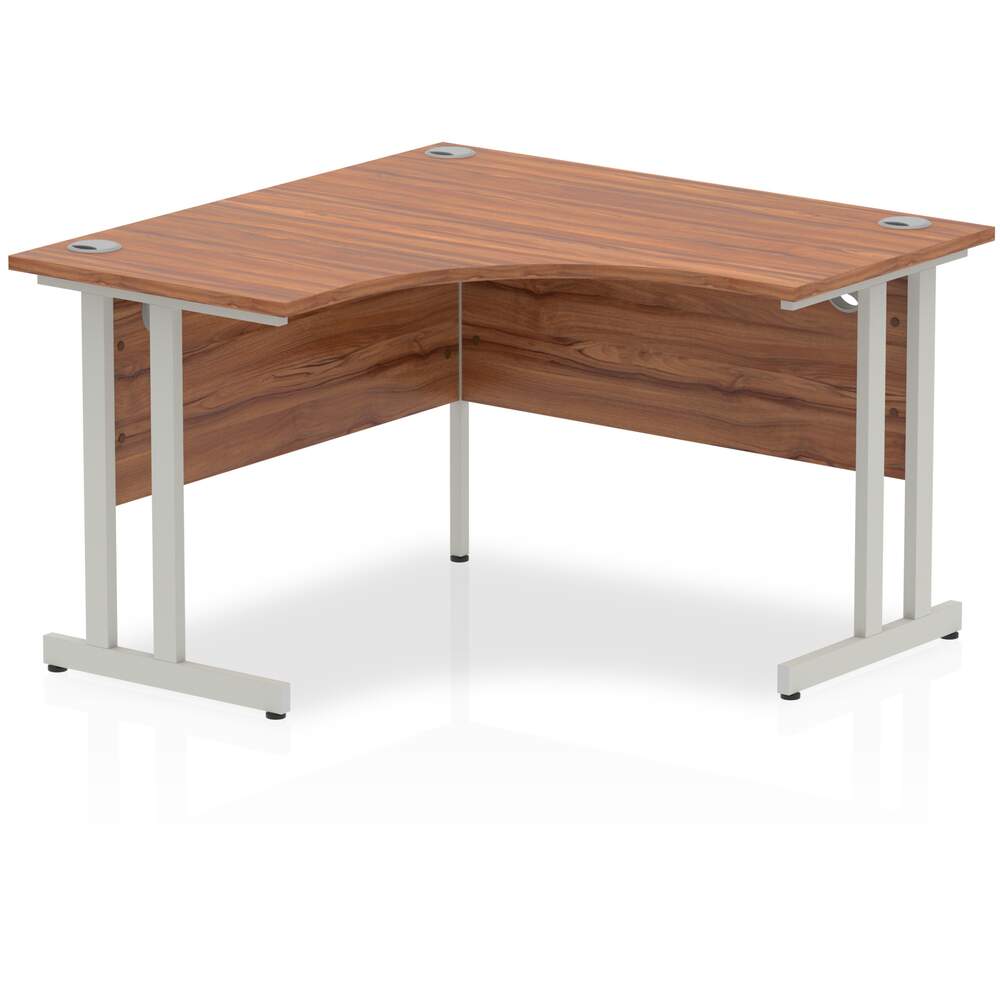 Impulse 1200mm Corner Desk Walnut Top Silver Cantilever Leg