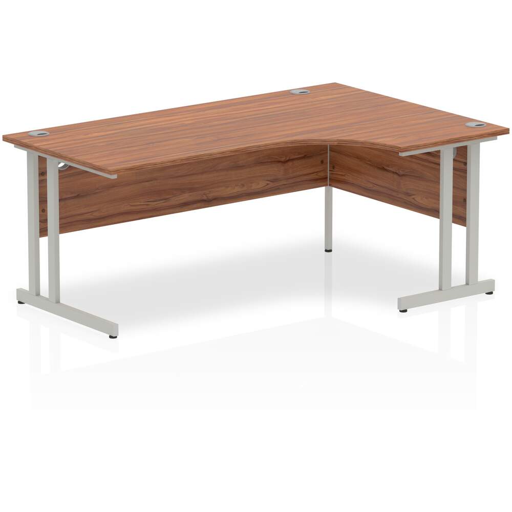 Impulse 1800mm Right Crescent Desk Walnut Top Silver Cantilever Leg
