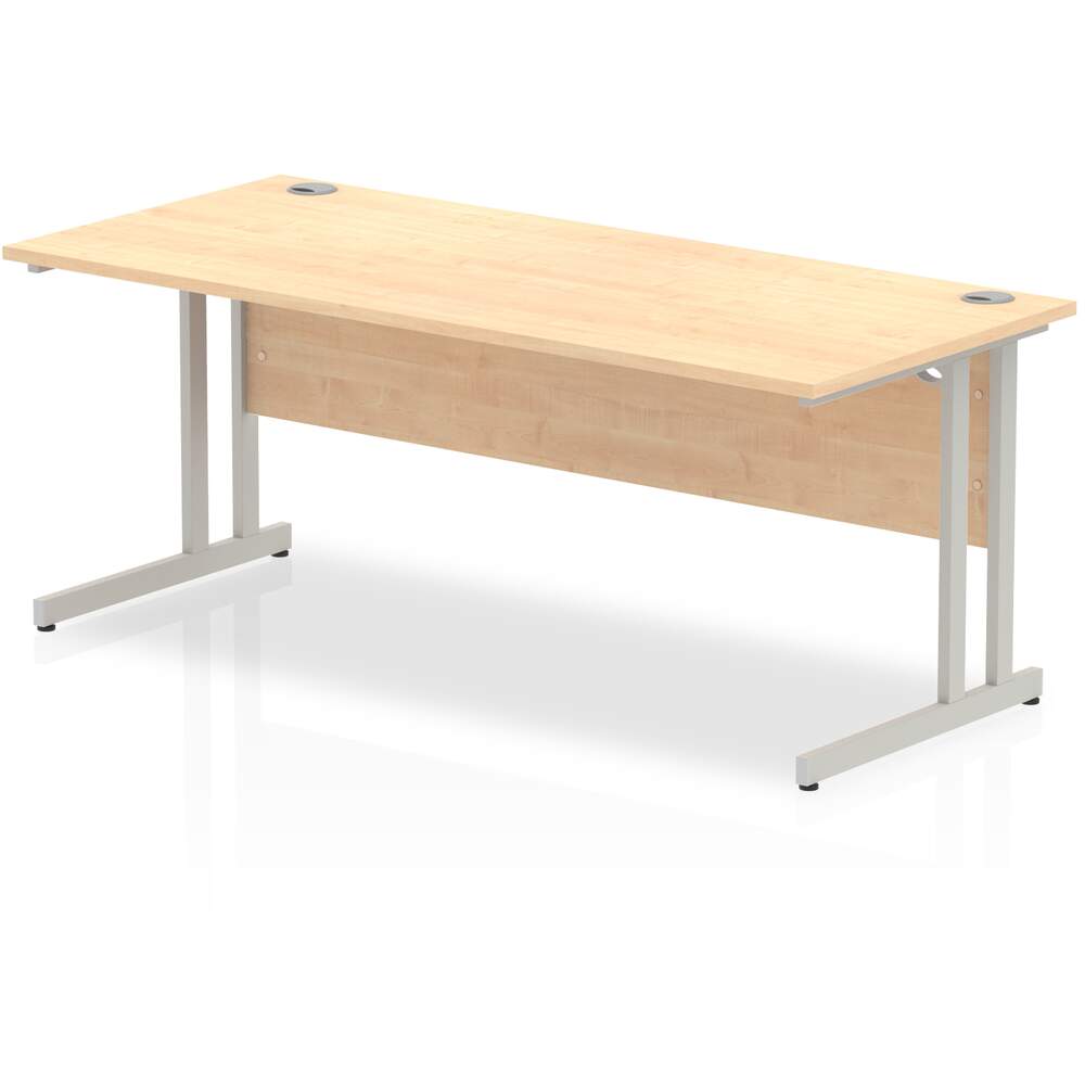 Impulse 1800 x 800mm Straight Desk Maple Top Silver Cantilever Leg