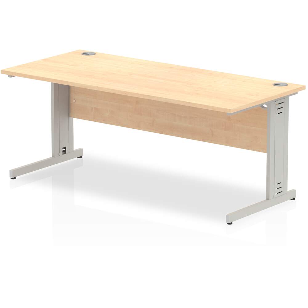 Impulse 1800 x 800mm Straight Desk Maple Top Silver Cable Managed Leg