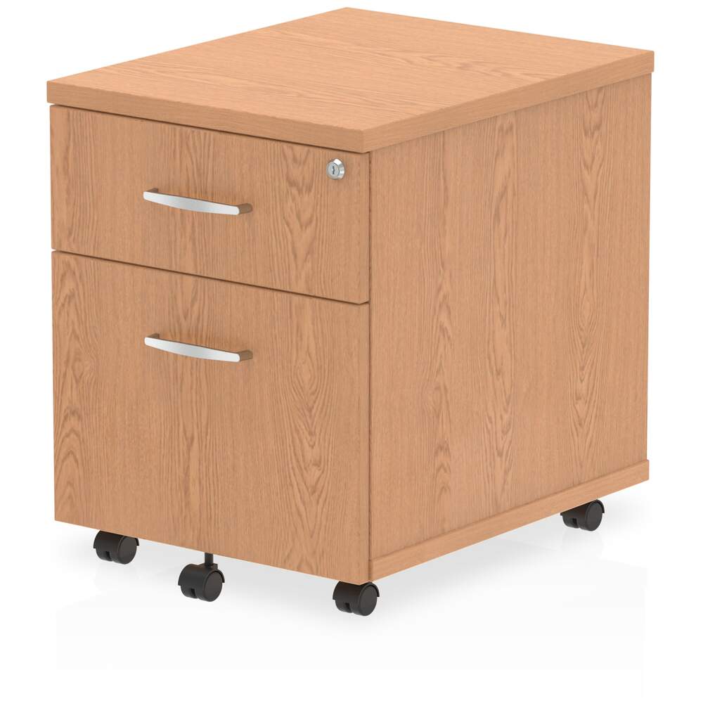 Impulse 2 Drawer Mobile Pedestal Oak