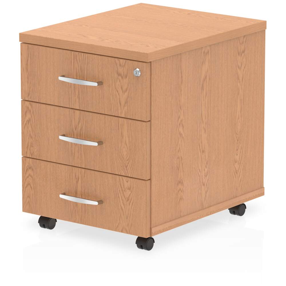 Impulse 3 Drawer Mobile Pedestal Oak