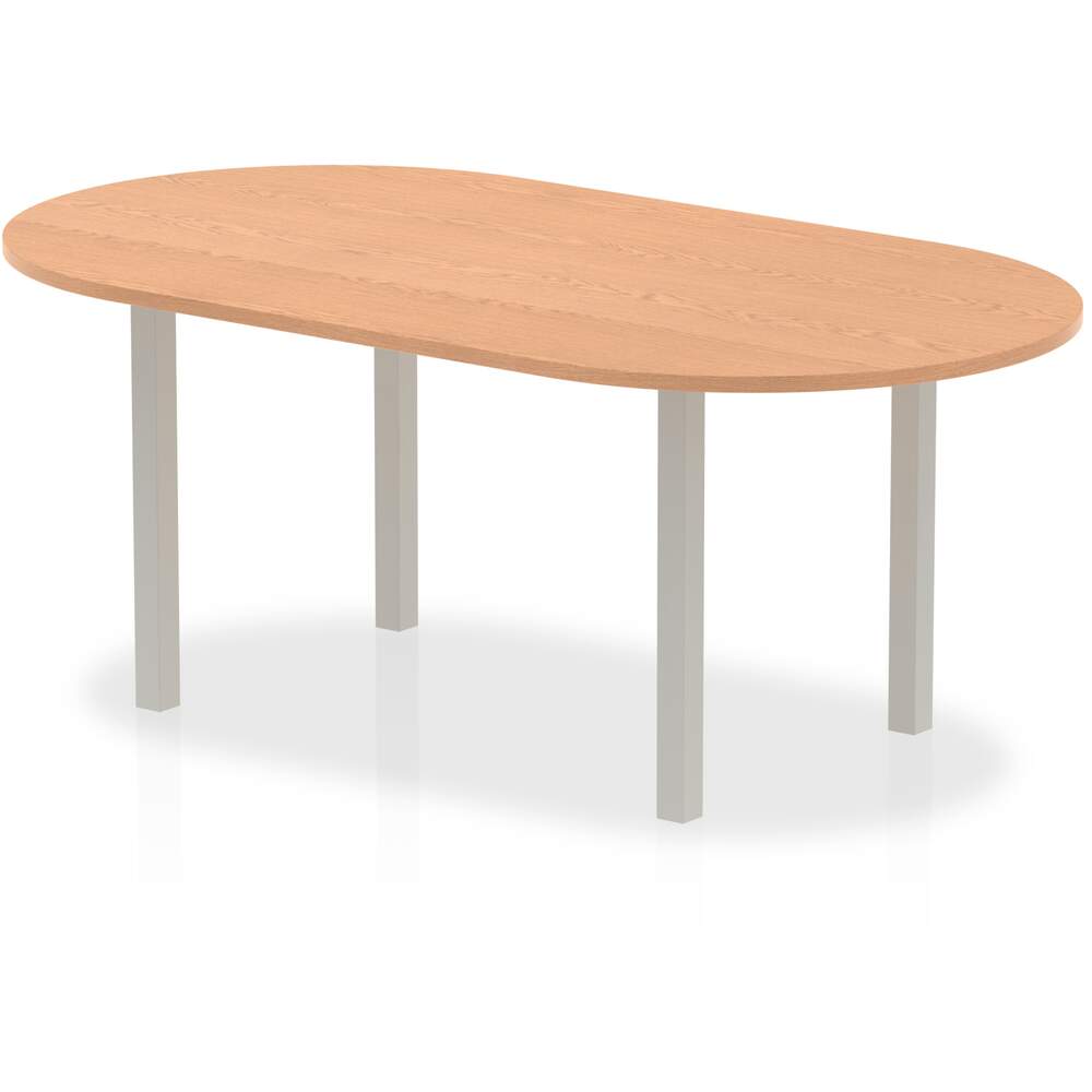 Impulse 1800mm Boardroom Table Oak Top Silver Post Leg
