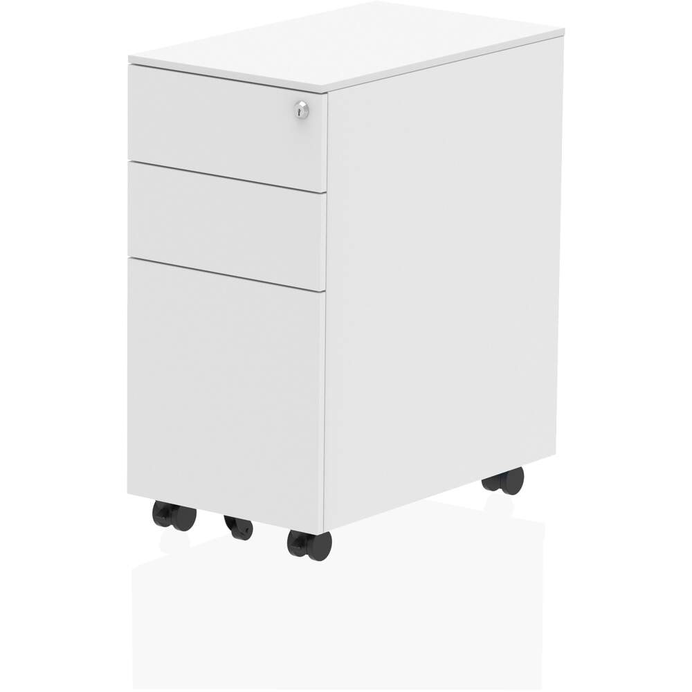 Steel Slim Mobile Pedestal White