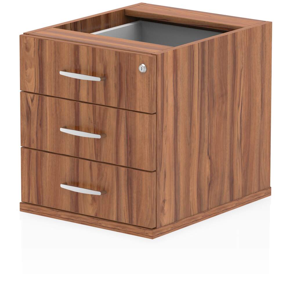 Impulse 3 Drawer Fixed Pedestal Walnut